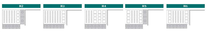 5 different multi-press head configurations